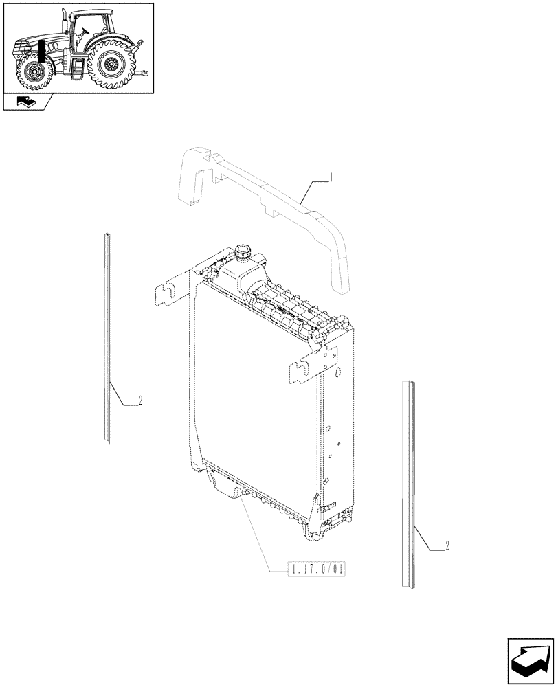 Схема запчастей Case IH PUMA 155 - (1.17.5/01) - RADIATOR SEALS (02) - ENGINE EQUIPMENT