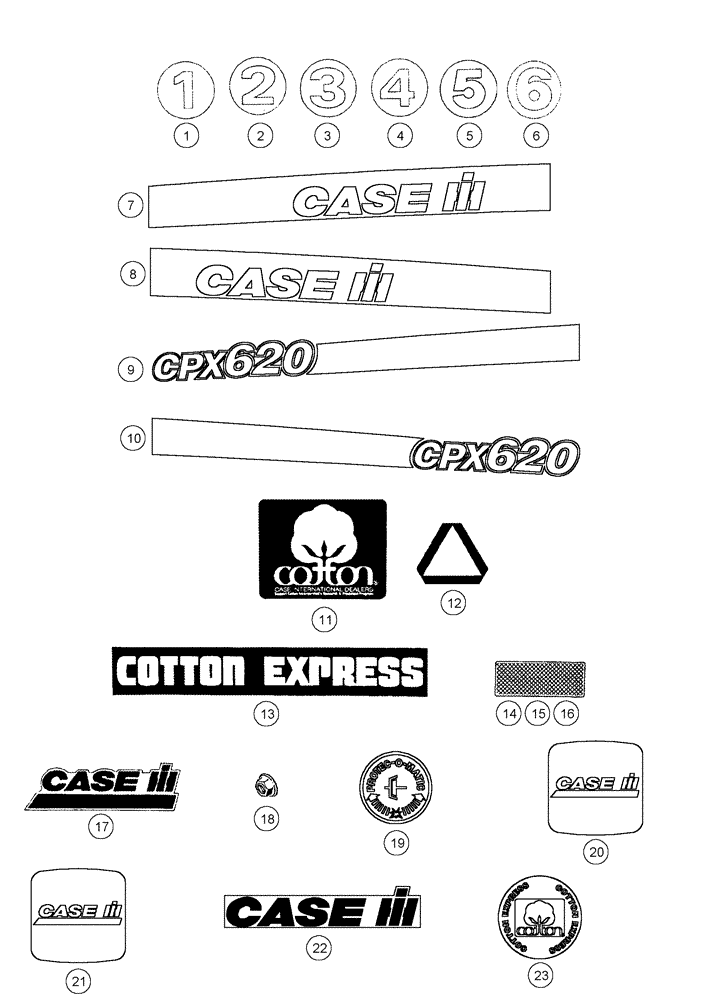Схема запчастей Case IH CPX620 - (09F-13) - DECALS (12) - CHASSIS