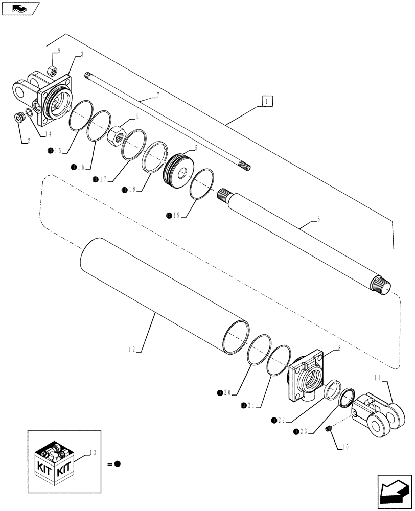 Схема запчастей Case IH 920 - (35.100.06) - HYDRAULIC CYLINDER INNER WING (35) - HYDRAULIC SYSTEMS