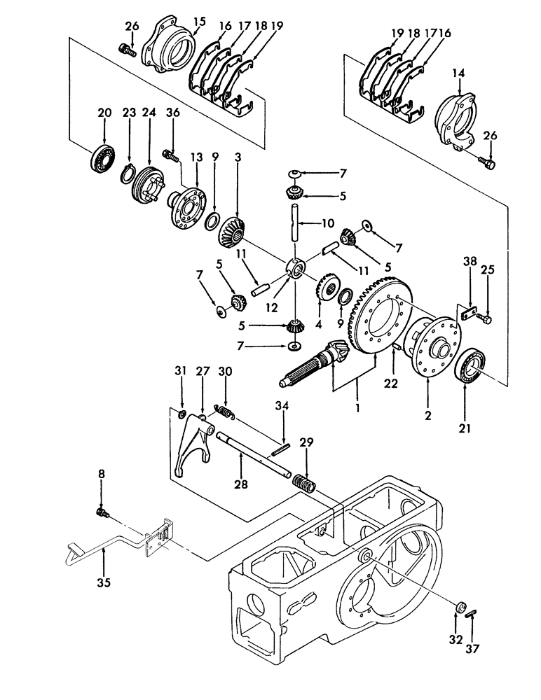 Схема запчастей Case IH FARMALL 55 - (05.01) - DIFFERENTIAL & DIFFERENTIAL LOCK LINKAGE (05) - REAR AXLE