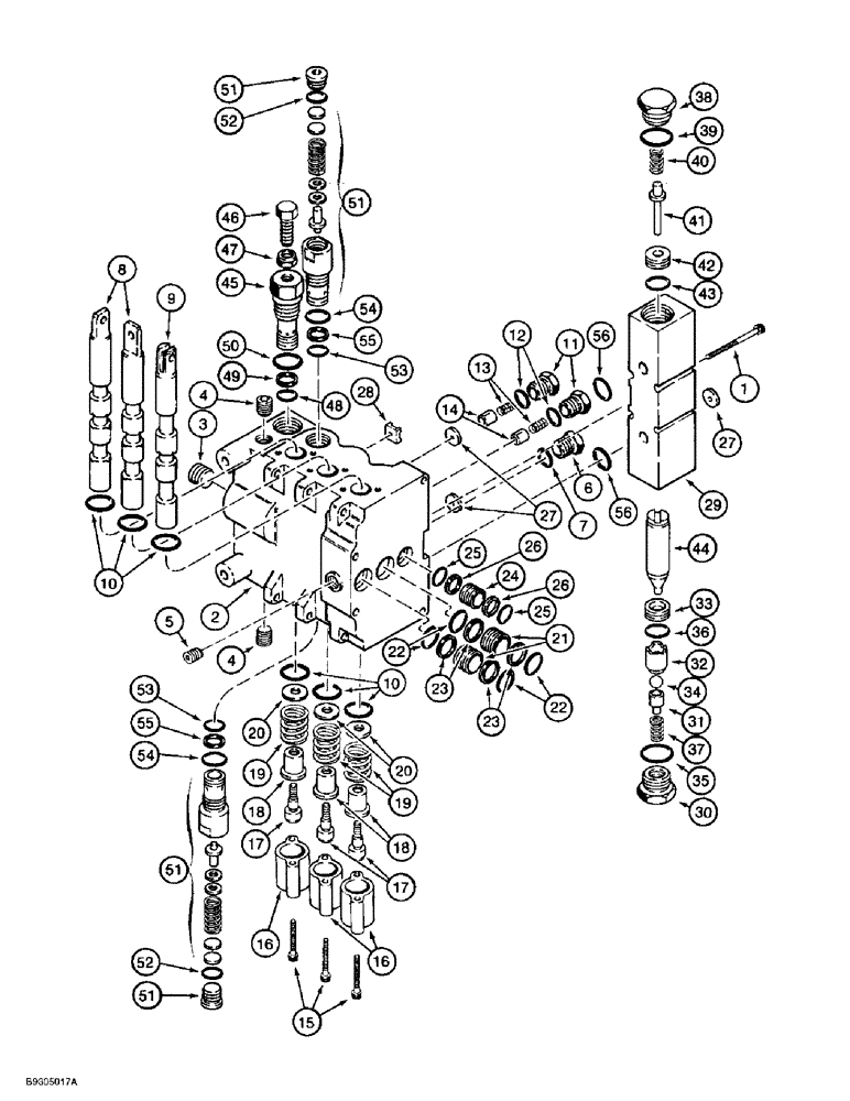 Схема запчастей Case IH 1838 - (8-46) - BACKHOE CONTROL VALVE - DUKES, INLET SECTION, D100 OR D100XR BACKHOE (08) - HYDRAULICS