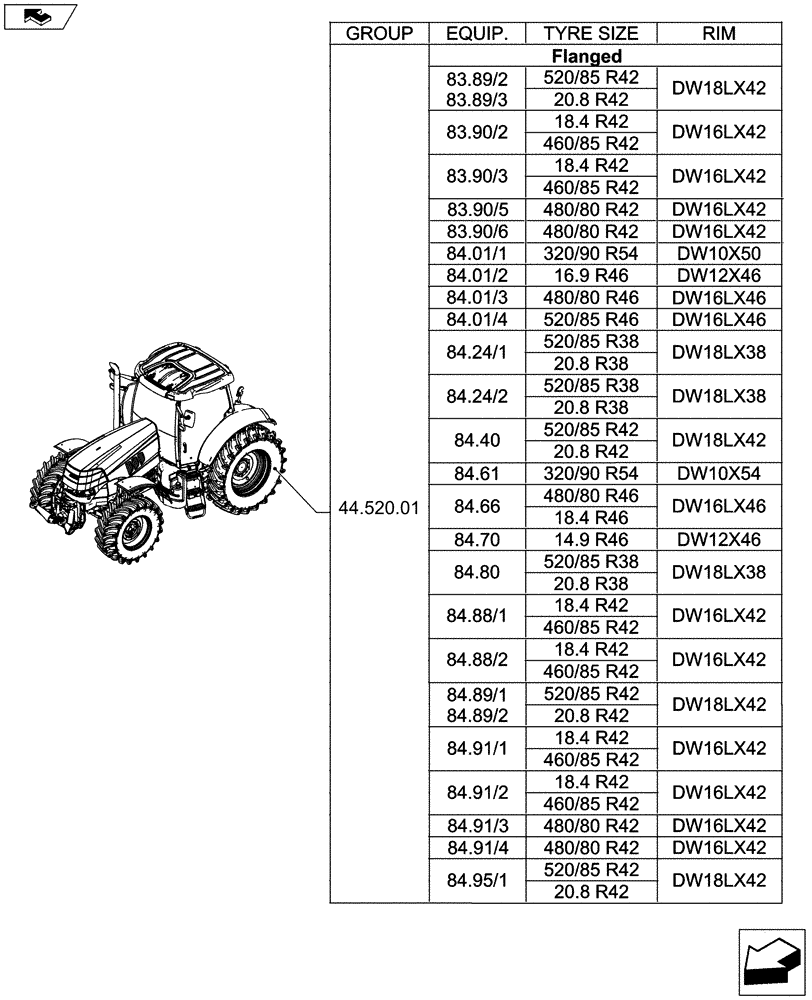 Схема запчастей Case IH PUMA 170 - (44.000.00[03]) - PICTORIAL INDEX - AXLE AND WHEELS (44) - WHEELS