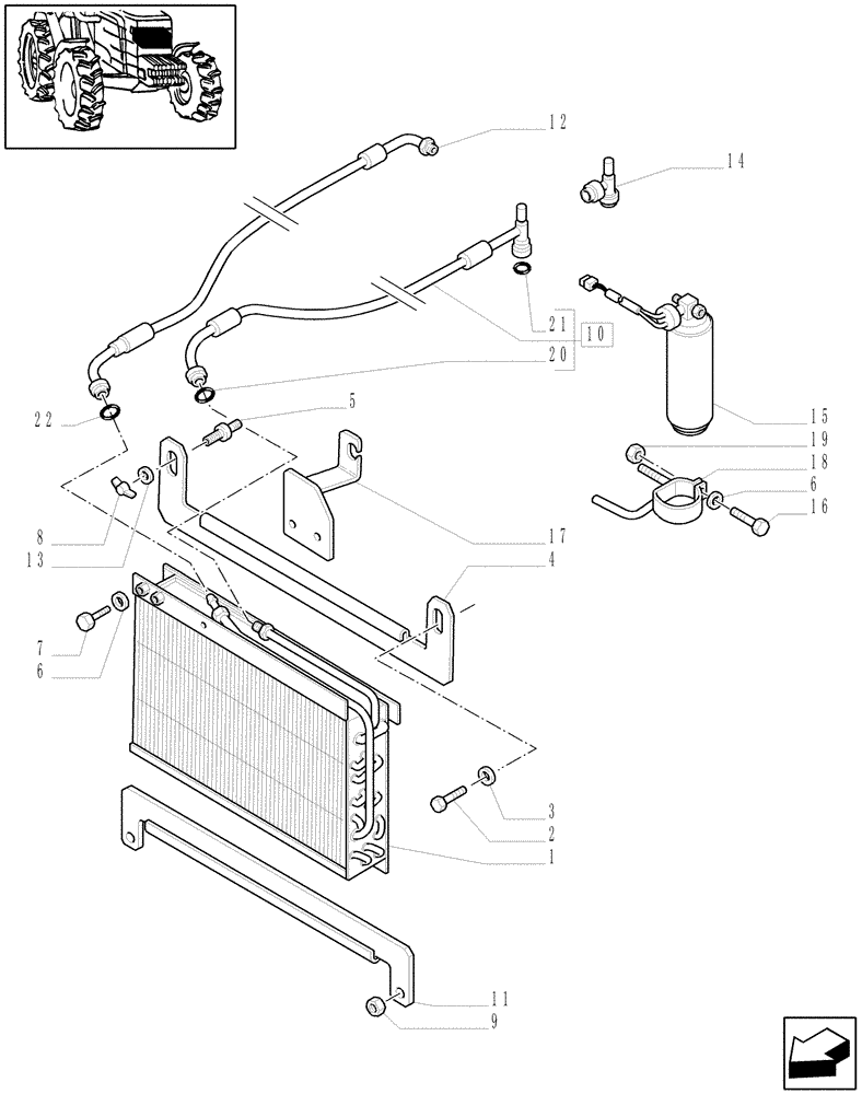 Схема запчастей Case IH JX60 - (0.88.0[01]) - (VAR.641-958) AIR CONDITIONING UNIT - CONDENSER - C6847 (01) - ENGINE