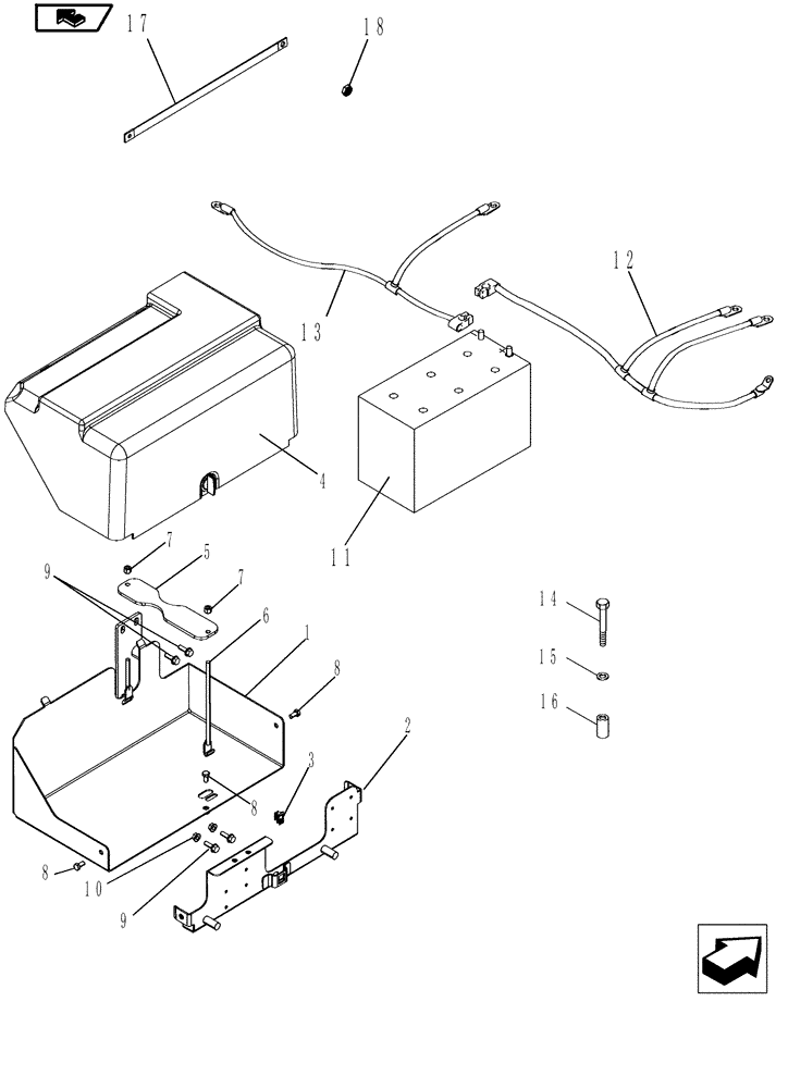 Схема запчастей Case IH MAGNUM 210 - (55.301.02) - BATTERY, BATTERY BOX & CABLES (55) - ELECTRICAL SYSTEMS