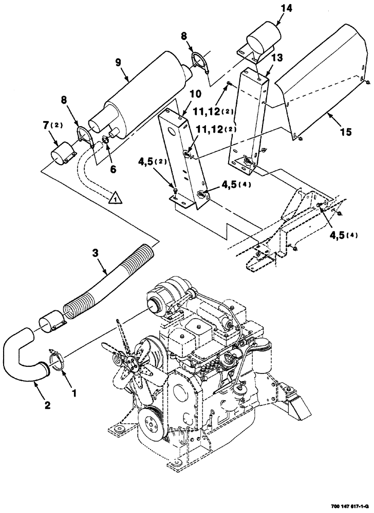 Схема запчастей Case IH 8860 - (02-16) - ENGINE EXHAUST AND MOUNTING ASSEMBLY (8860 110HP) (10) - ENGINE