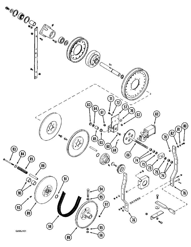 Схема запчастей Case IH 1682 - (9-148) - CLEANING FAN DRIVE (CONTD) (09) - CHASSIS ATTACHMENTS