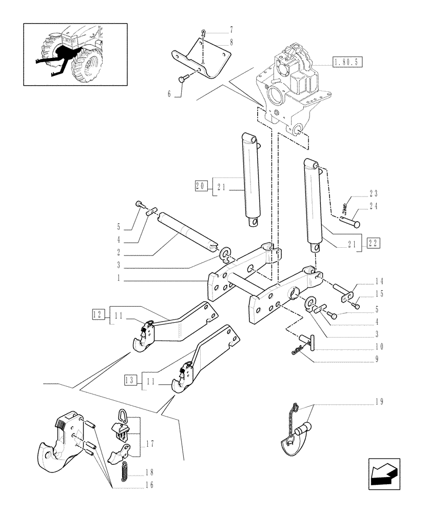 Схема запчастей Case IH MXM120 - (1.89.6/07[01]) - (VAR.780-781) LIFT AND FRONT PTO (WITH 6 - 21 SPLINES) CCLS - LIFT BOOMS AND CYLINDERS (09) - IMPLEMENT LIFT