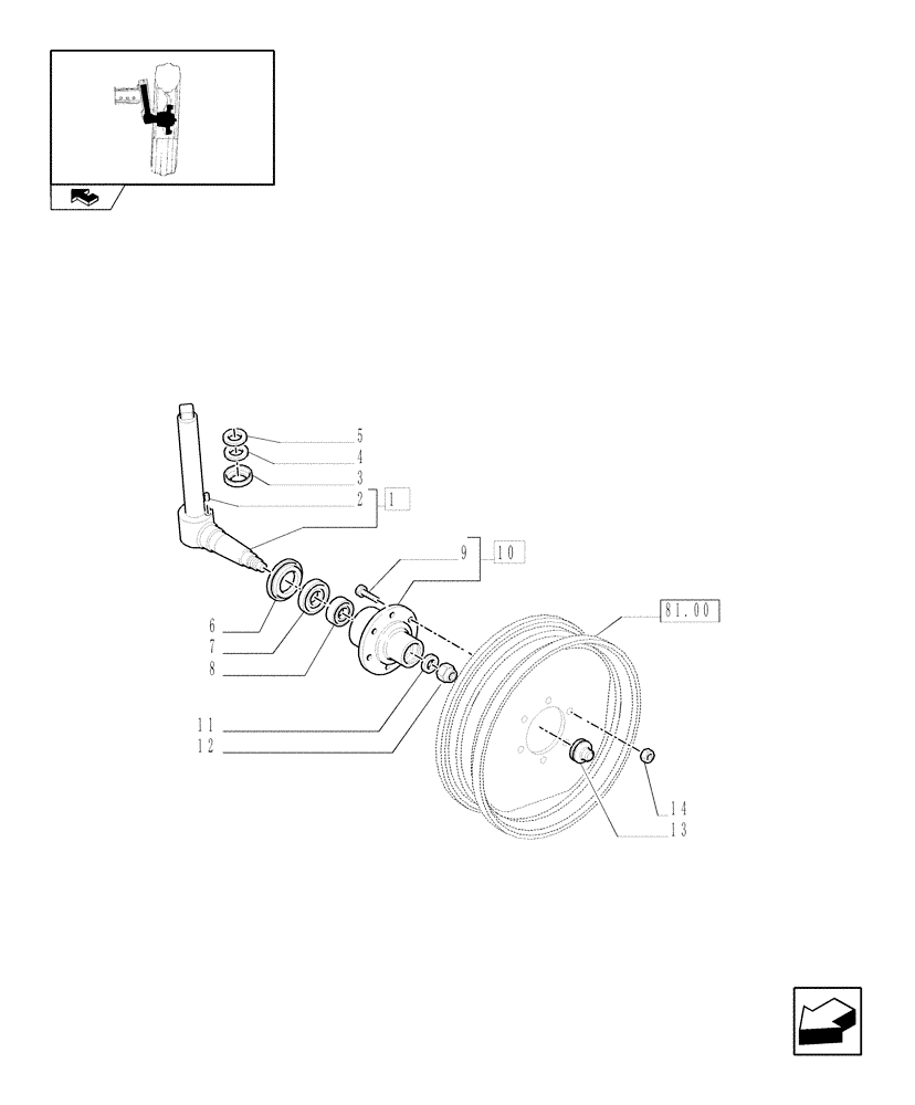 Схема запчастей Case IH FARMALL 85N - (1.41.0[02]) - 2WD FRONT AXLE - BALL FUSE AND HUBS (VAR.331581-332581 / 743515) (04) - FRONT AXLE & STEERING