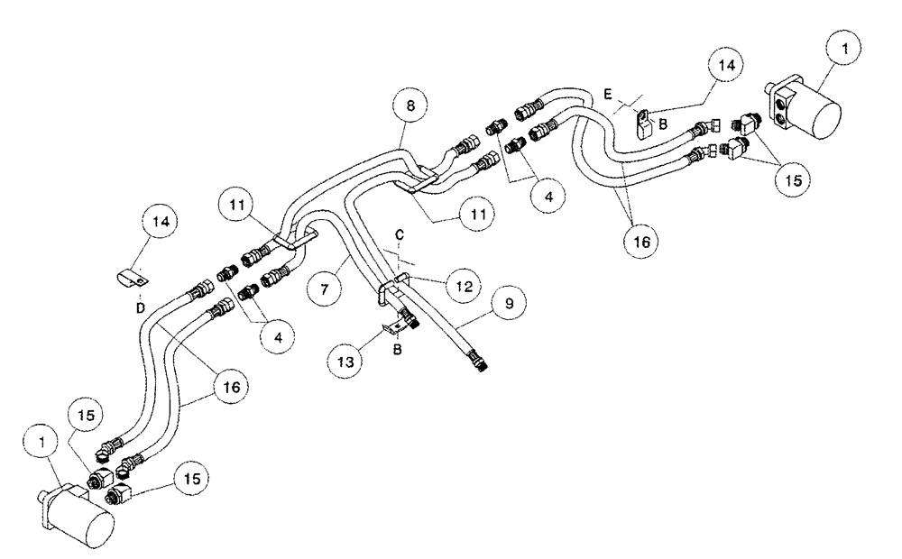 Схема запчастей Case IH 1052 - (09-04) - HYDRAULIC CIRCUIT - DRAPER DRIVE, 30.0 FOOT HEADER BSN CCC0011320 (09) - CHASSIS