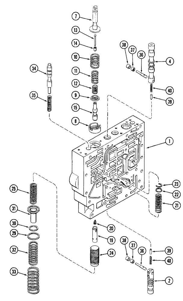 Схема запчастей Case IH 7210 - (6-036) - TRANSMISSION CONTROL VALVE ASSEMBLY, BODY SECTION AND CLUTCH SPOOLS (06) - POWER TRAIN