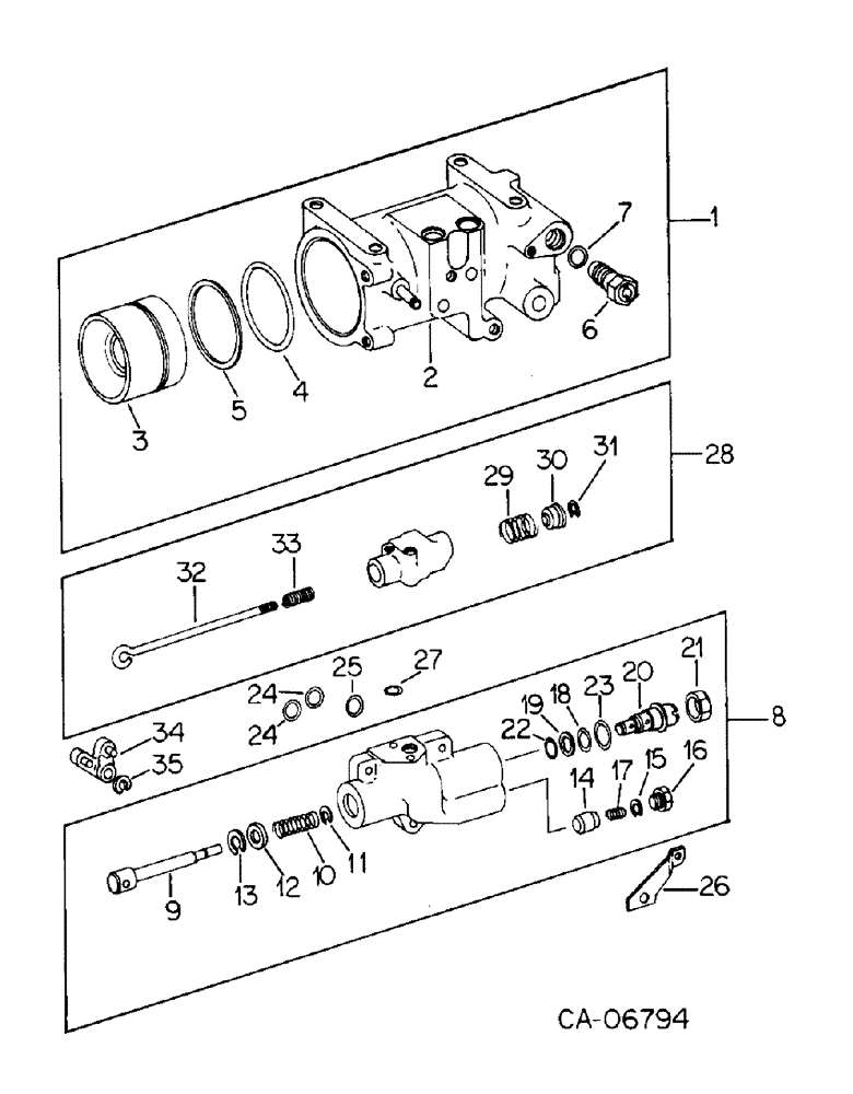 Схема запчастей Case IH 7288 - (10-44) - HYDRAULICS, DRAFT CONTROL CYLINDER AND VALVE (07) - HYDRAULICS
