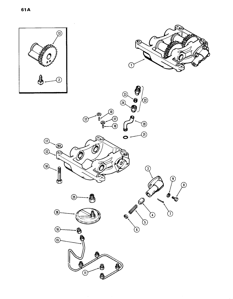 Схема запчастей Case IH 870 - (061A) - BALANCER AND OIL PUMP, (301B) SPARK IGNITION ENGINE, USED PRIOR TO ENGINE SERIAL NUMBER 2530834 (02) - ENGINE