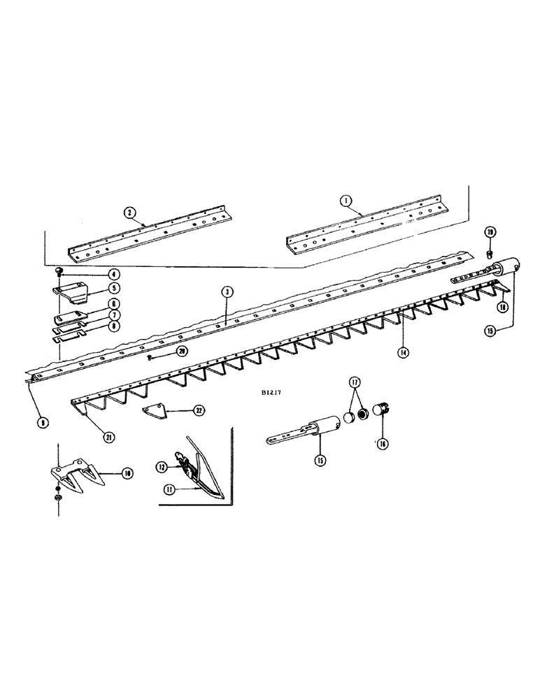 Схема запчастей Case IH 1010 - (050) - SICKLE AND CUTTER BAR, 12 FOOT, 13 FOOT, 14 FOOT (58) - ATTACHMENTS/HEADERS