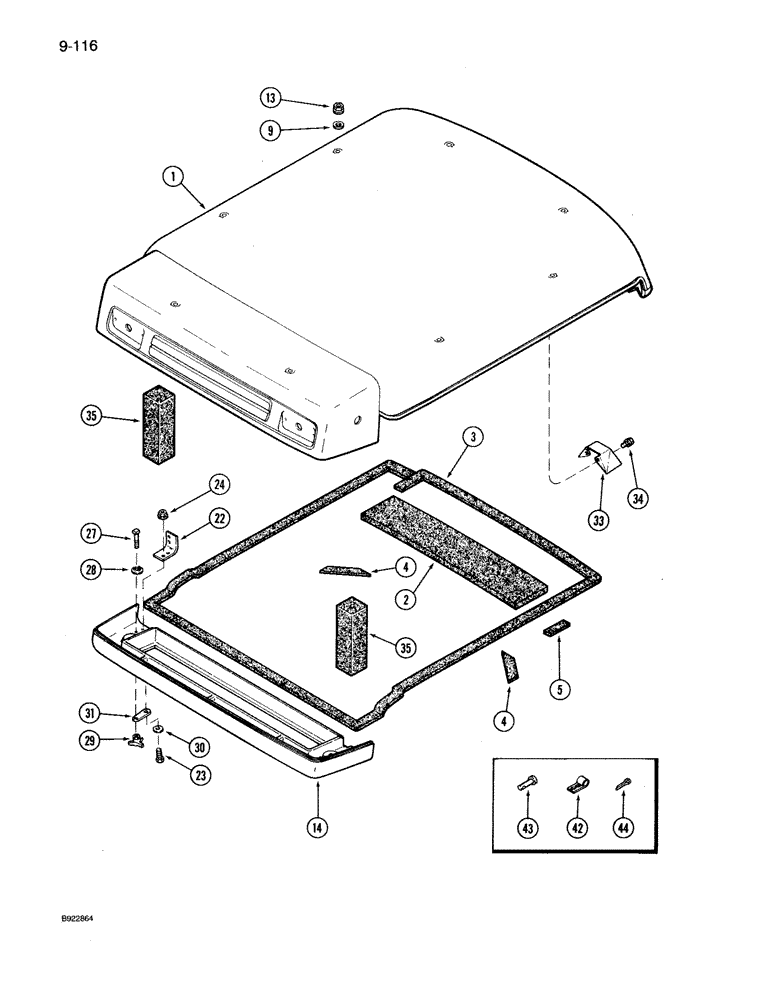 Схема запчастей Case IH 7140 - (9-116) - CAB ROOF CAP (09) - CHASSIS/ATTACHMENTS