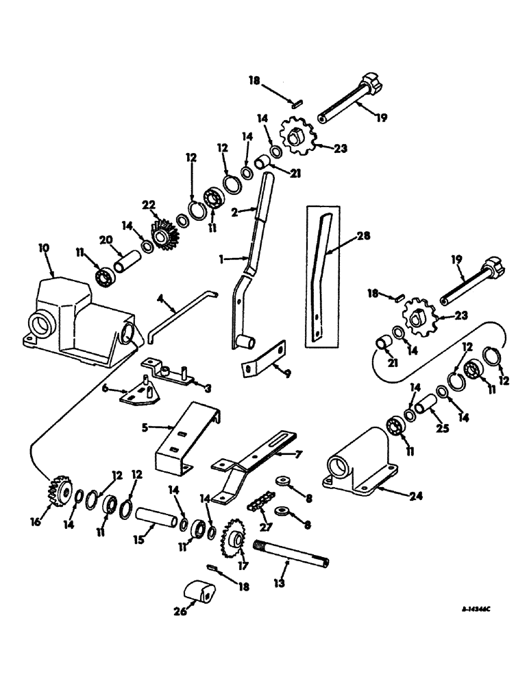 Схема запчастей Case IH 234 - (C-08) - HUSKER, ELEVATOR CONTROL AND HUSKER DRIVE (58) - ATTACHMENTS/HEADERS