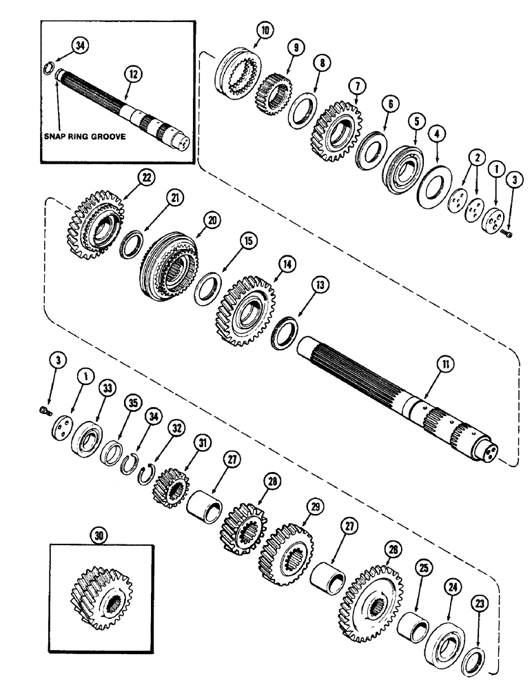Схема запчастей Case IH 2090 - (6-258) - MECHANICAL SHIFT TRANSMISSION, INTERMEDIATE SHAFT (06) - POWER TRAIN
