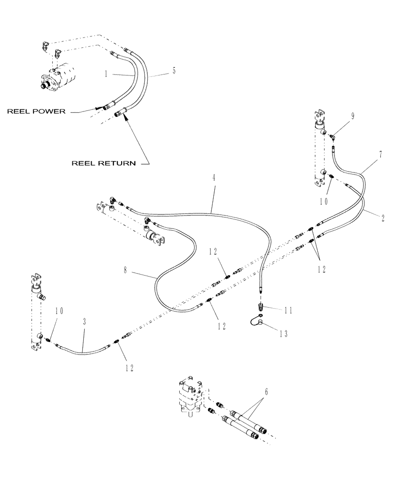 Схема запчастей Case IH DHX362 - (20.07.03[2]) - HOSES, REEL LIFT, SPLIT REEL (07) - HYDRAULICS
