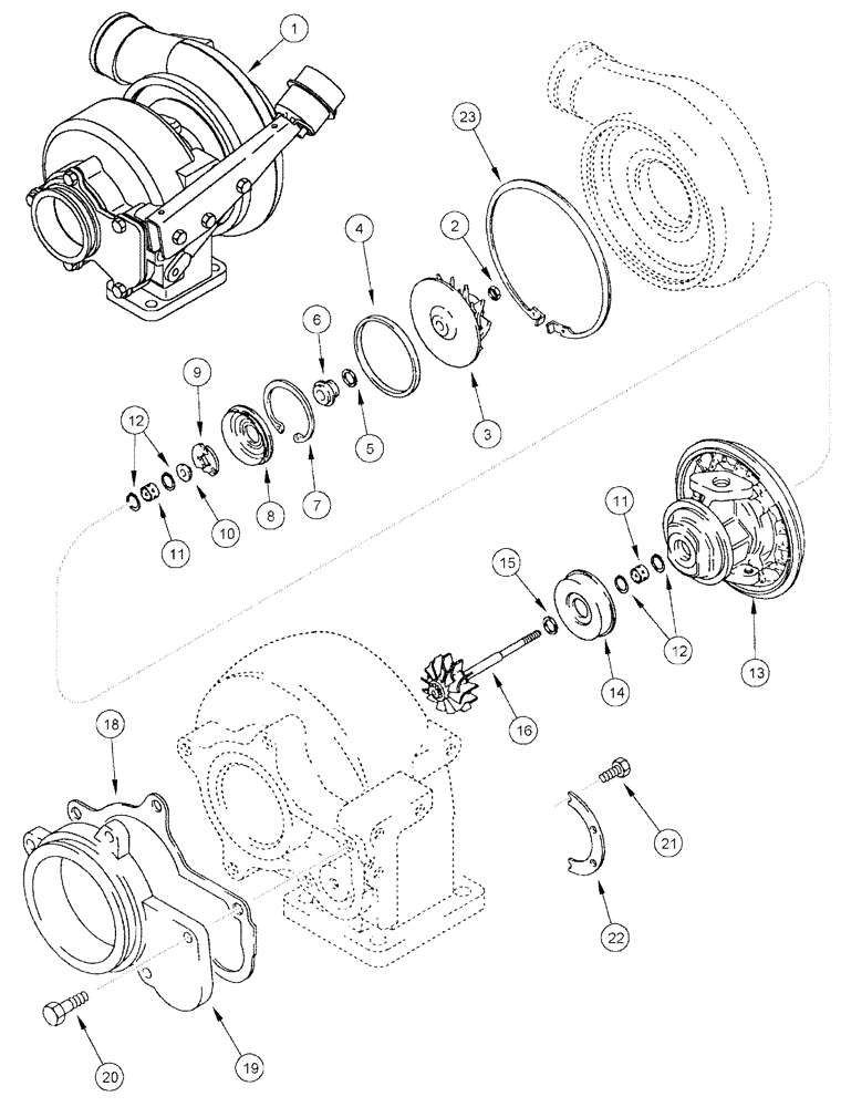 Схема запчастей Case IH 3150 - (03-010) - TURBOCHARGER ASSEMBLY (01) - ENGINE