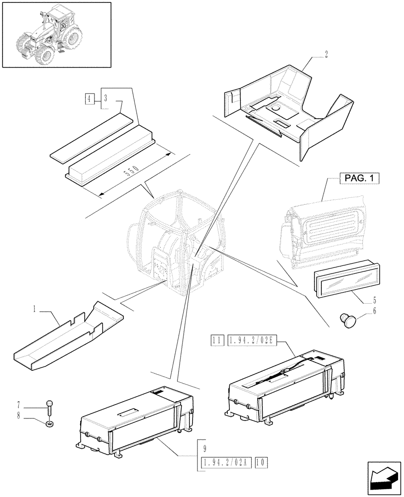 Схема запчастей Case IH MAXXUM 110 - (1.94.2/02[03]) - AIR CONDITIONING WITH ATC - AIR CONDITIONER AND RELATED PARTS - C6481 (VAR.330643) (10) - OPERATORS PLATFORM/CAB