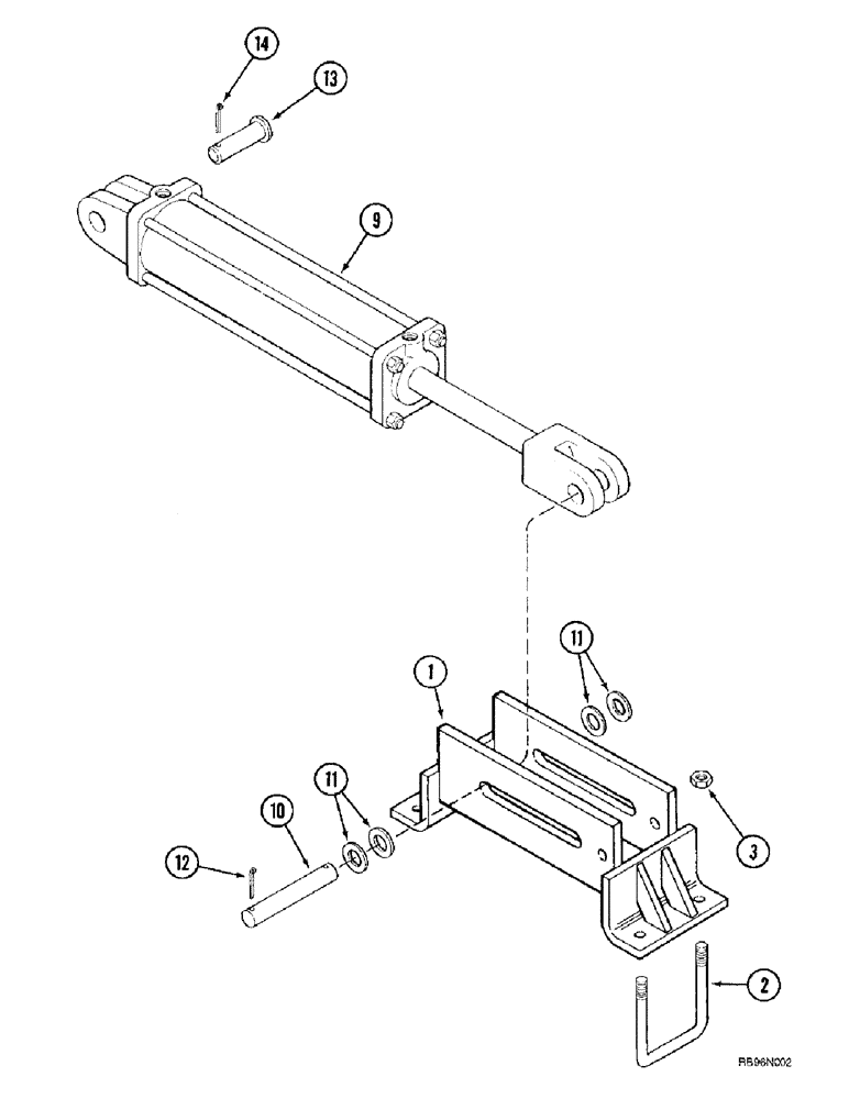 Схема запчастей Case IH 5800 - (9-42) - WING LIFT CYLINDER MOUNTING, VERTICAL FOLD, 37 FOOT THROUGH (09) - CHASSIS/ATTACHMENTS