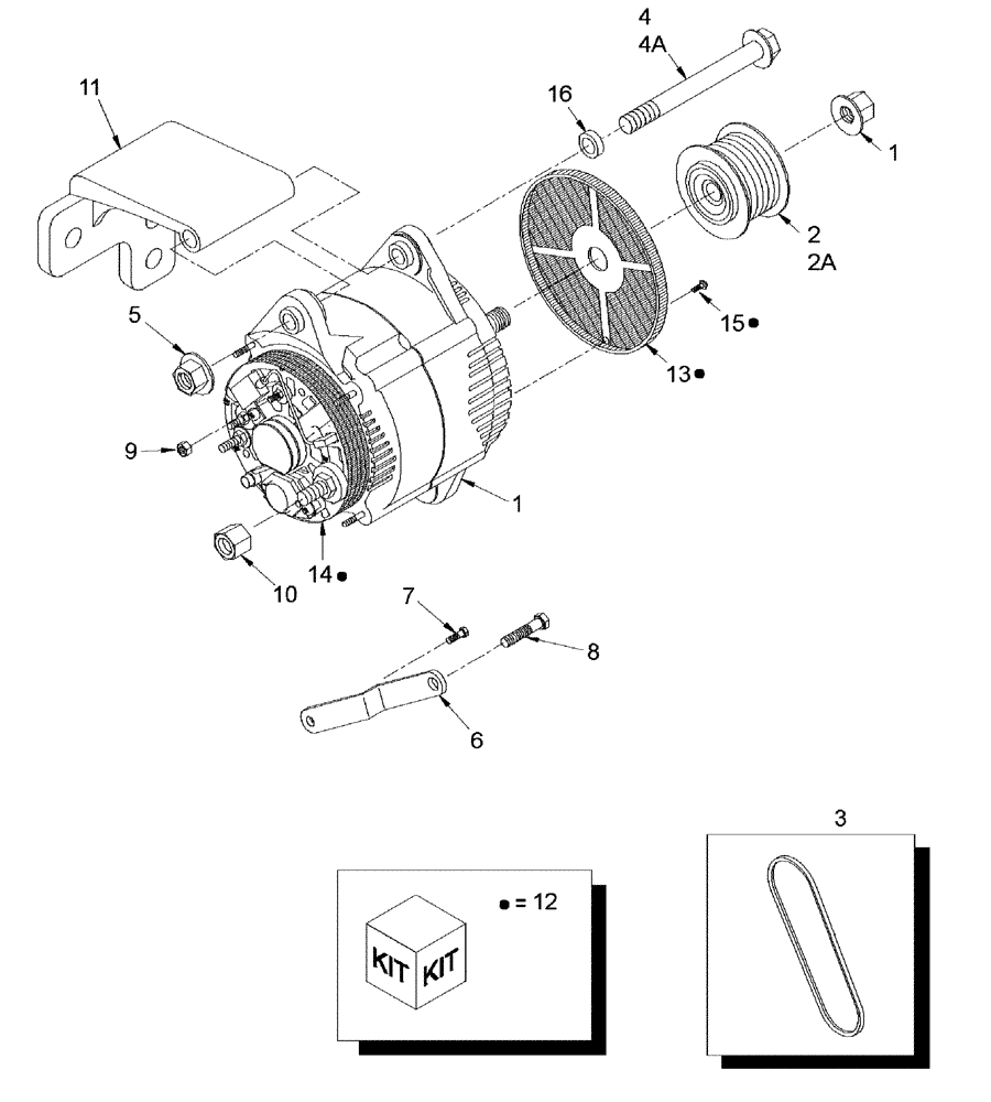 Схема запчастей Case IH STEIGER 335 - (04-07) - ALTERNATOR - MOUNTING (04) - ELECTRICAL SYSTEMS