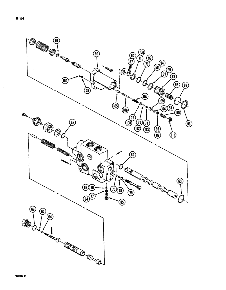 Схема запчастей Case IH 9270 - (8-034) - HYDRAULIC REMOTE VALVE SECTION 1ST, 2ND, 3RD & 4TH W/ FLOAT CONT. (08) - HYDRAULICS