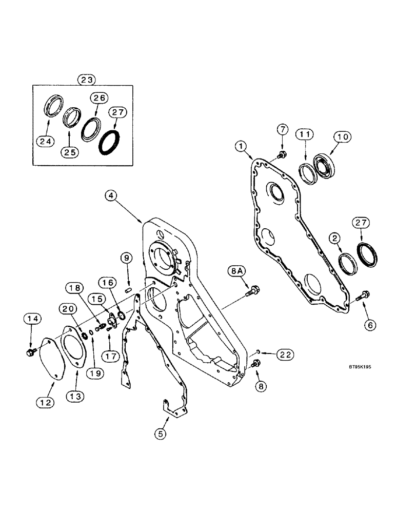 Схема запчастей Case IH 2166 - (2-22) - FRONT GEAR COVER, 6T-830 ENGINE, PRIOR TO COMBINE P.I.N. JJC0180000 (01) - ENGINE