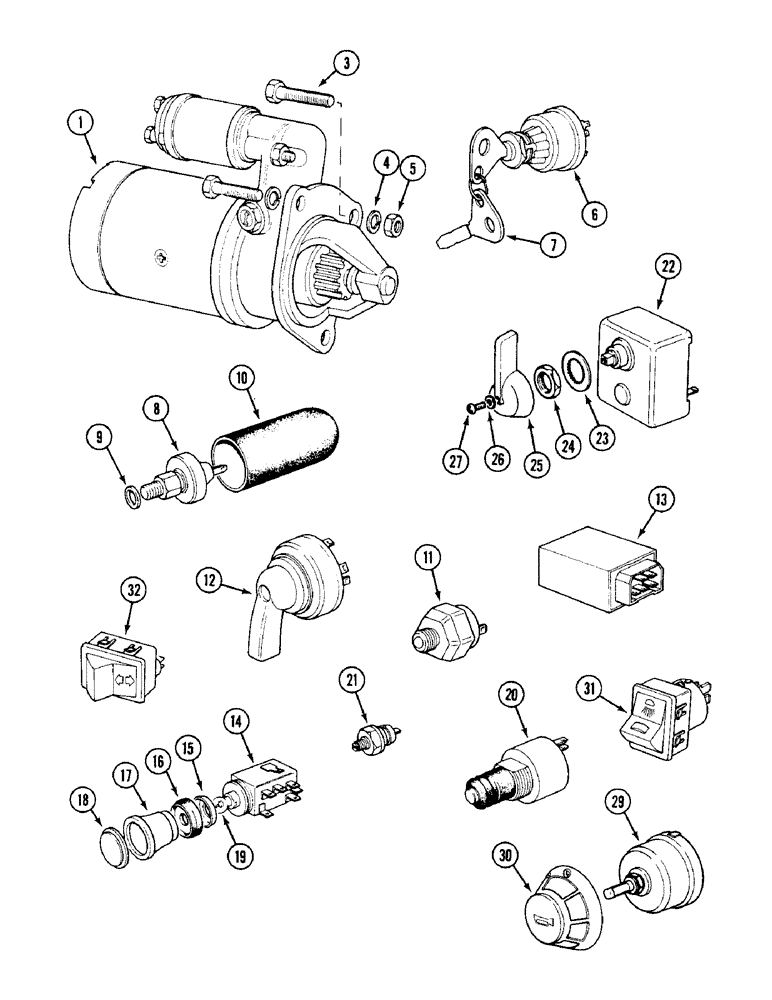 Схема запчастей Case IH 1394 - (4-064) - STARTER AND SWITCHES (04) - ELECTRICAL SYSTEMS