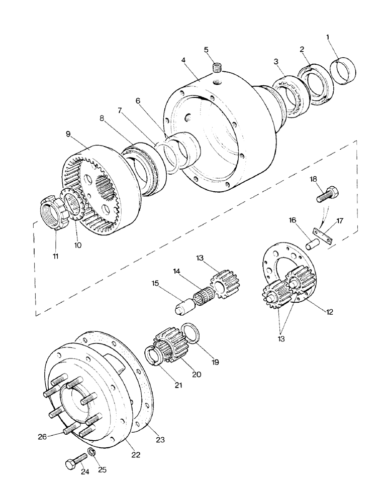 Схема запчастей Case IH 1390 - (G-05) - FRONT HUBS AND REDUCTION GEARS, MFD DAVID BROWN AXLE (04) - FRONT AXLE