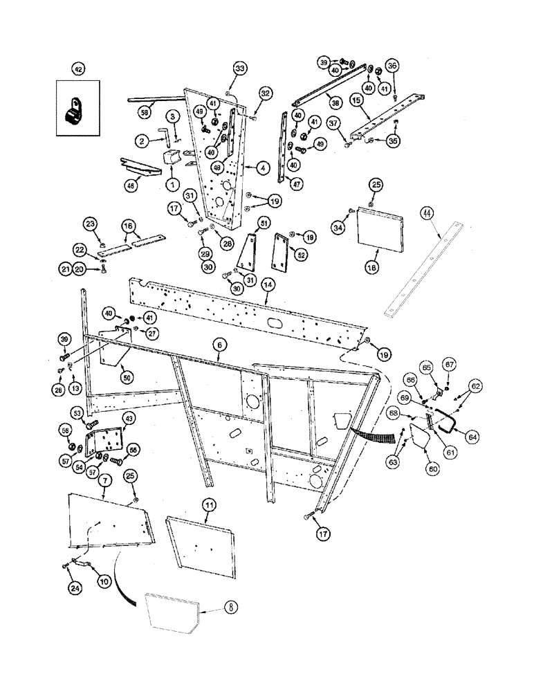 Схема запчастей Case IH 2344 - (09H-02) - SEPARATOR - DOORS - LEFT HAND (12) - CHASSIS