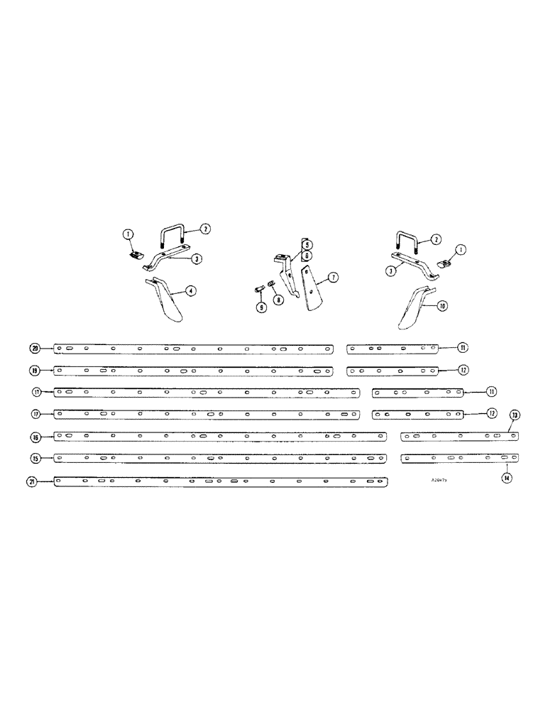 Схема запчастей Case IH B-SERIES - (64) - WING DISK SCRAPERS, FRONT AND REAR, 7-1/4 INCH SPACING, WB177, WB197, WB217 
