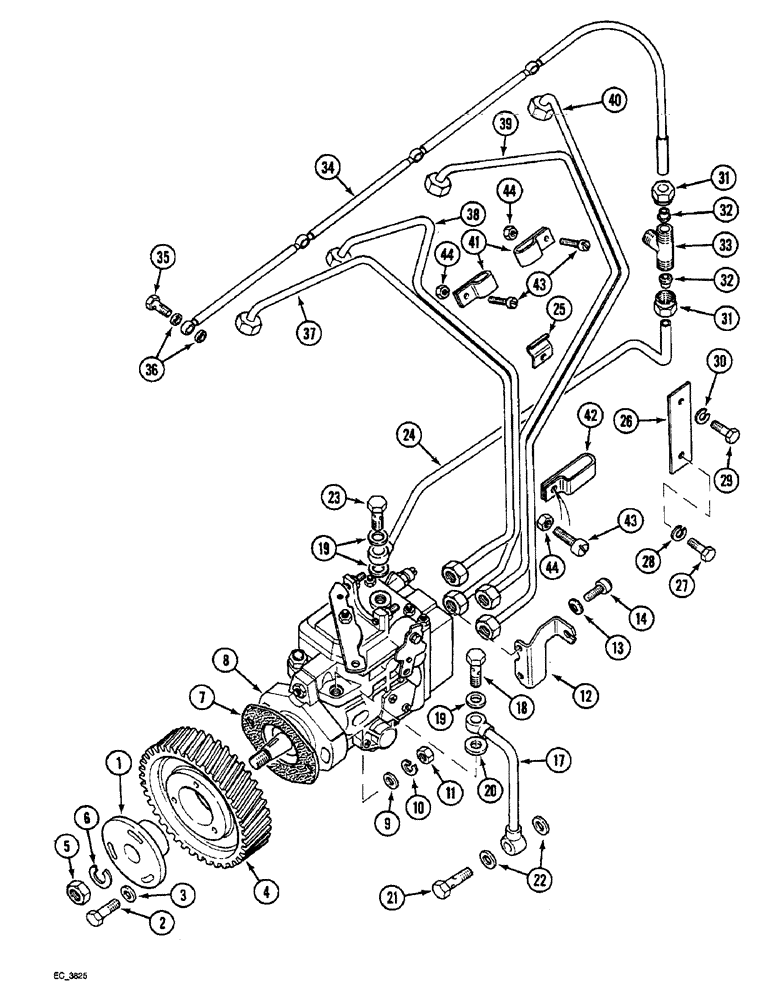 Схема запчастей Case IH 3230 - (3-008) - FUEL INJECTION PUMP AND TUBES, 3230 (03) - FUEL SYSTEM