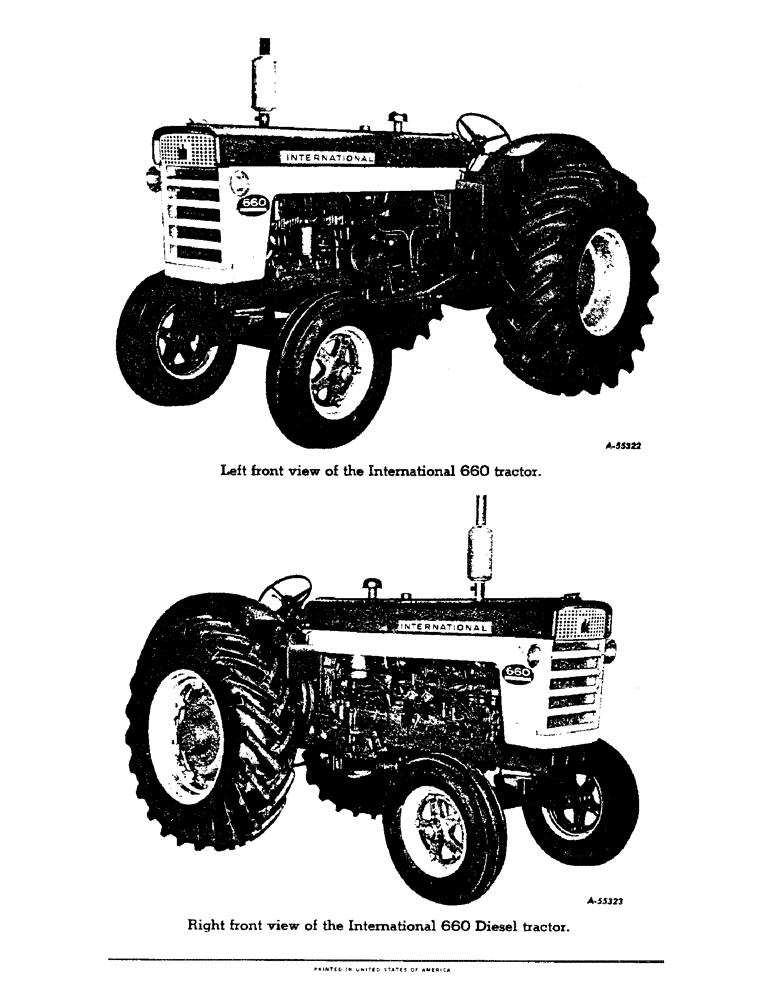 Схема запчастей Case IH 660 - (006) - LEFT FRONT VIEW OF INTERNATIONAL 660 TRACTOR, RIGHT FRONT VIEW OF INTERNATIONAL 660 DIESEL TRACTOR (00) - GENERAL