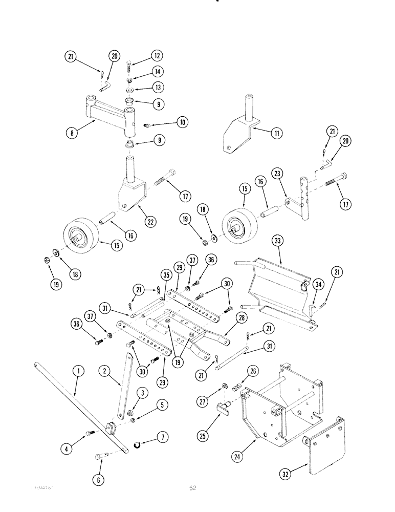 Схема запчастей Case IH 72MS - (52) - MOUNTING BRACKETS AND WHEELS, 275 TRACTOR 