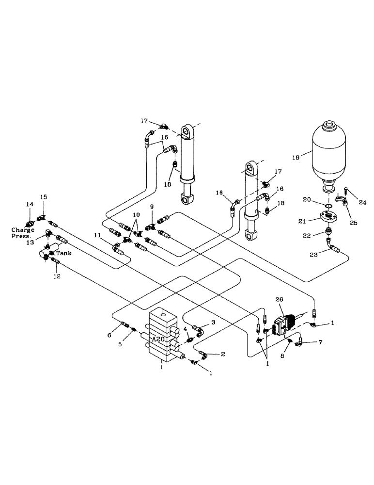 Схема запчастей Case IH AUSTOFT - (B05-08) - HYDRAULIC CIRCUIT, SUSPENSION Hydraulic Components & Circuits