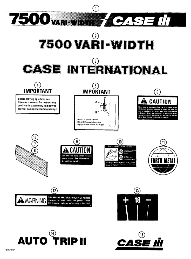 Схема запчастей Case IH 7500 - (09-21) - DECALS (09) - CHASSIS/ATTACHMENTS