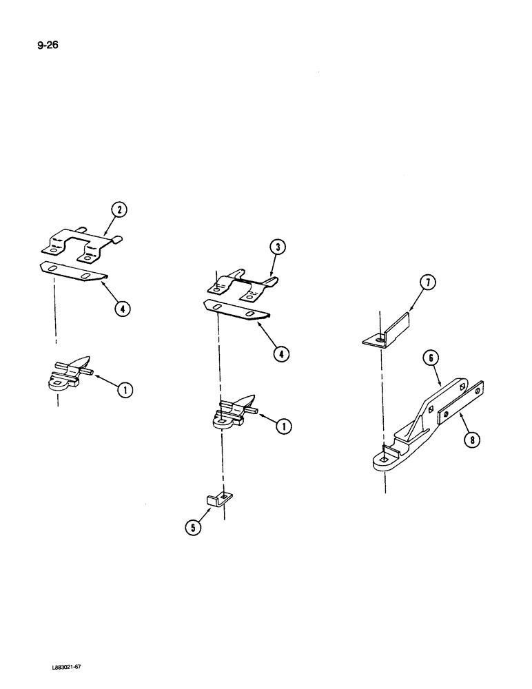 Схема запчастей Case IH 1590 - (9-026) - KNIFE GUARDS, 1490 AND 1590 MOWER CONDITIONER (03) - CHASSIS/MOUNTED EQUIPMENT