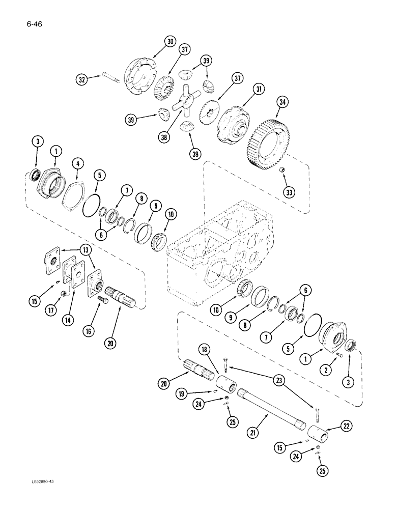 Схема запчастей Case IH 1822 - (6-46) - TRANSMISSION DIFFERENTIAL (03) - POWER TRAIN