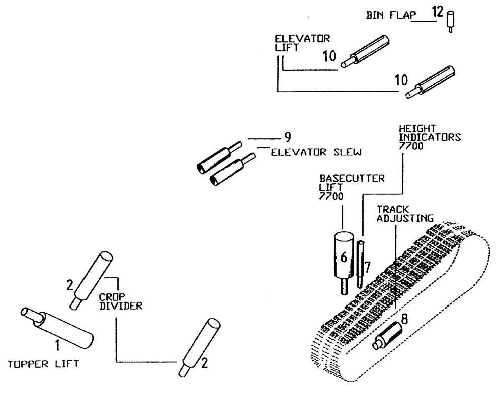 Схема запчастей Case IH 7700 - (B00[05A]) - HYDRAULIC CYLINDERS Hydraulic Components & Circuits