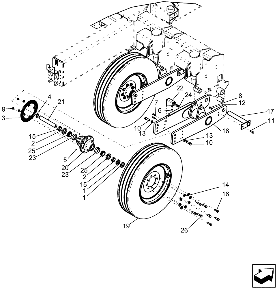 Схема запчастей Case IH 1250 - (44.100.01) - WHEEL, CENTER - 24 ROW (44) - WHEELS