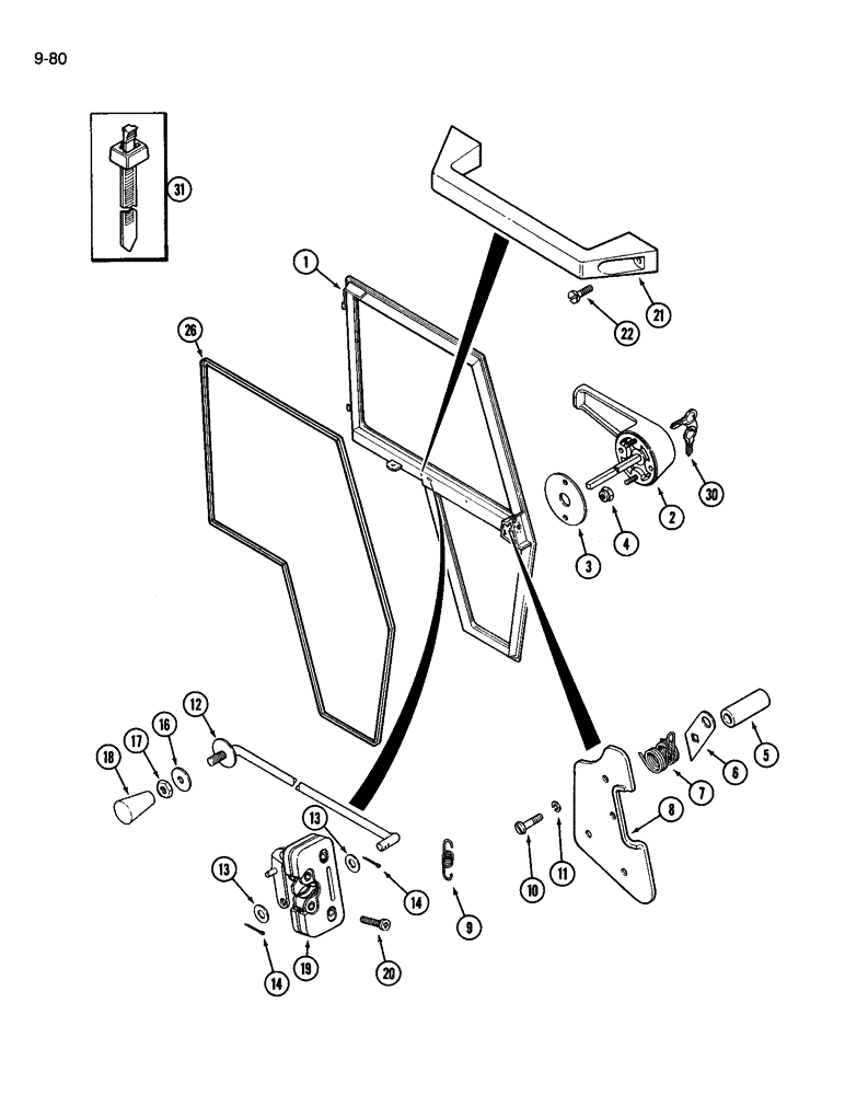 Схема запчастей Case IH 3594 - (9-080) - CAB, DOOR AND LATCH (09) - CHASSIS/ATTACHMENTS