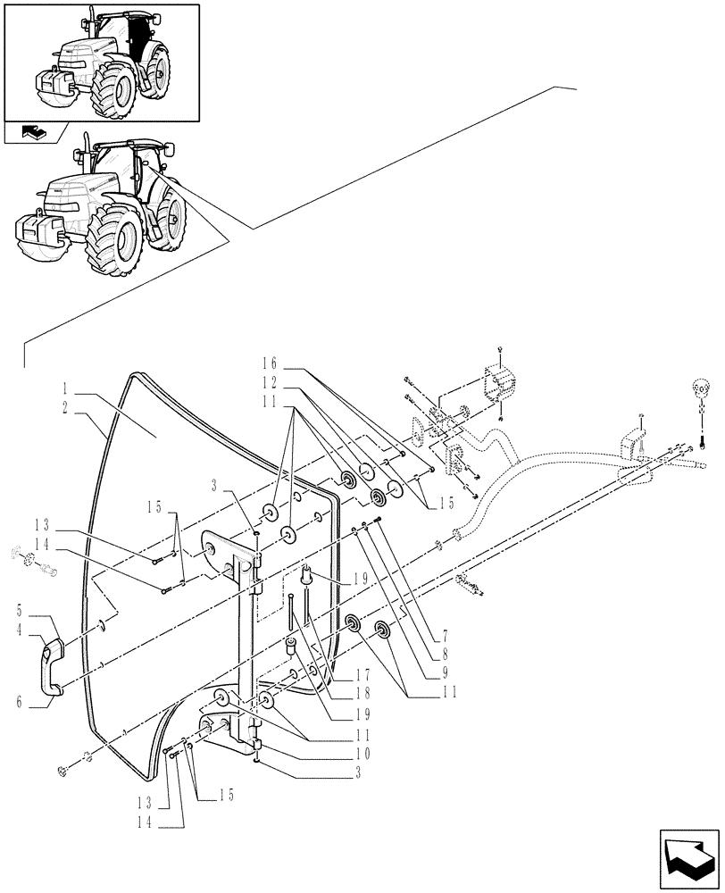 Схема запчастей Case IH PUMA 140 - (1.92.2[02]) - LH DOOR (10) - OPERATORS PLATFORM/CAB