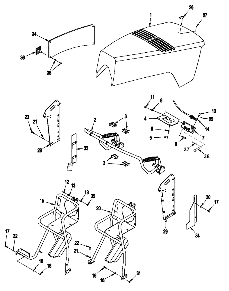 Схема запчастей Case IH STEIGER 335 - (09-33) - HOOD AND SUPPORT (09) - CHASSIS