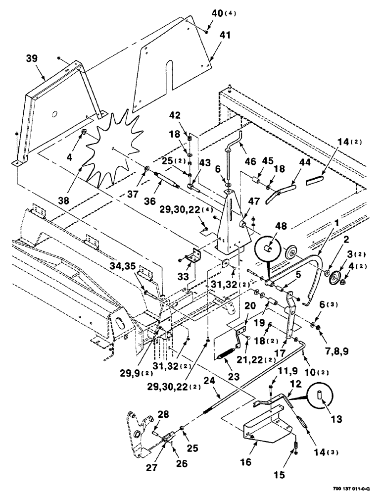 Схема запчастей Case IH 8585 - (6-28) - STARWHEEL ASSEMBLY (14) - BALE CHAMBER