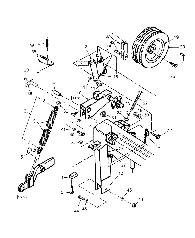 Схема запчастей Case IH DC102 - (12.07) - TRAILFRAME, RH (12) - MAIN FRAME
