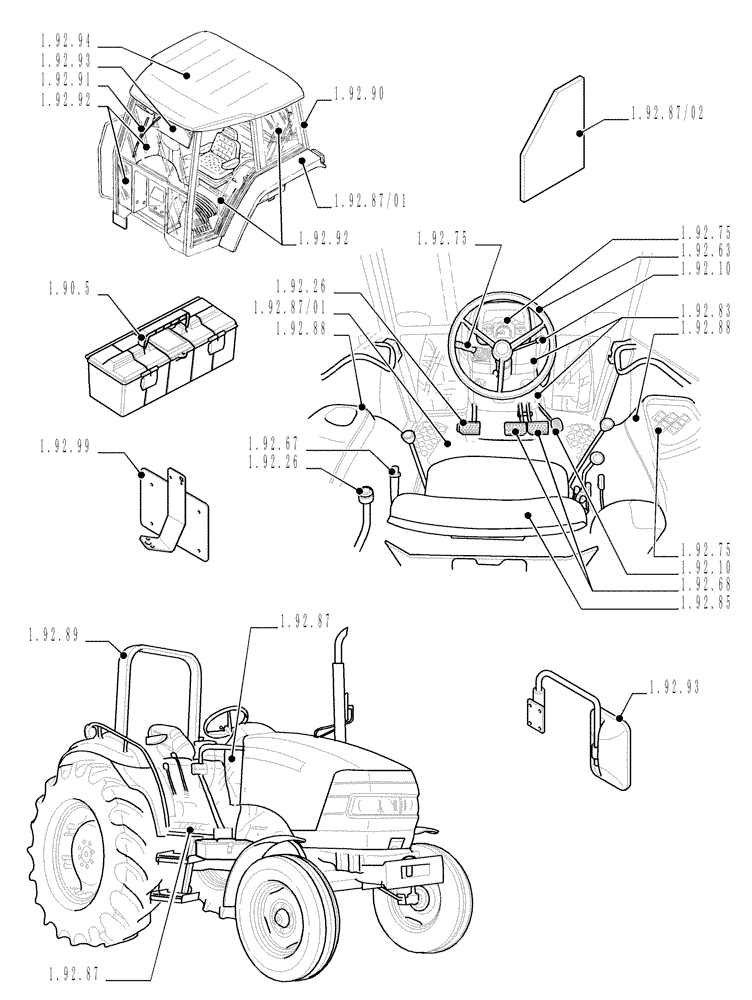 Схема запчастей Case IH JX80 - (SEC. 10) - DRIVERS COMPARTMENT (00) - GENERAL