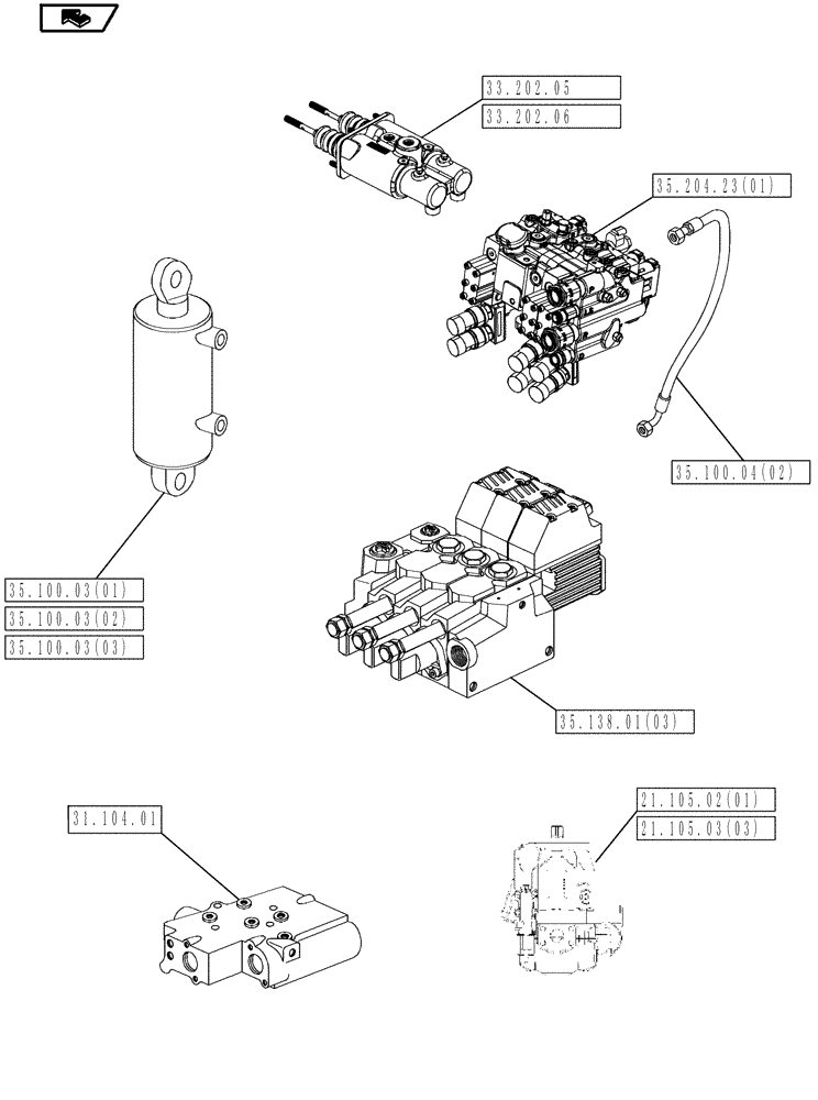 Схема запчастей Case IH MAGNUM 225 - (00.000.35) - PICTORIAL INDEX - HYDRAULIC SYSTEMS (00) - GENERAL & PICTORIAL INDEX