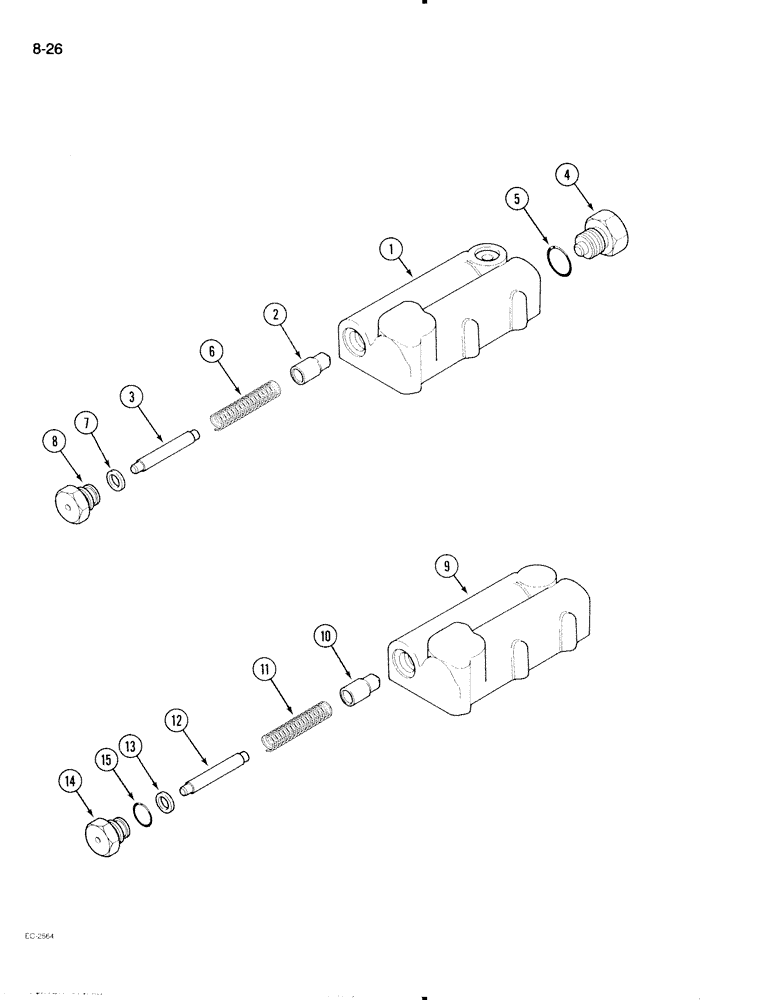 Схема запчастей Case IH 595 - (8-26) - REGULATOR VALVE ASSEMBLY (08) - HYDRAULICS