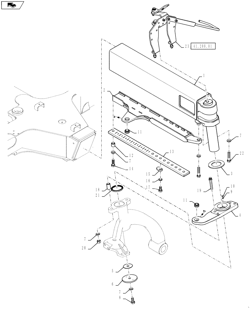 Схема запчастей Case IH 3230 - (44.100.02) - AXLE GROUP, STEER (44) - WHEELS