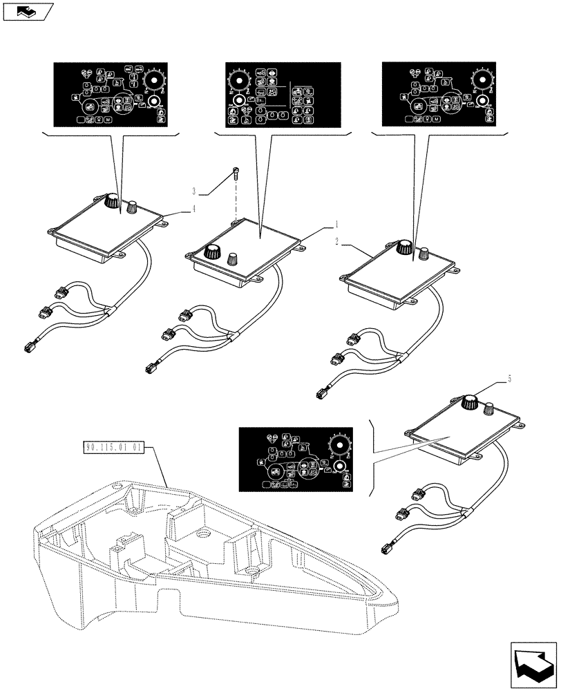 Схема запчастей Case IH PUMA 215 - (55.512.05[02]) - ARMREST CONTROL UNIT - INTEGRATED CONTROL PANEL (55) - ELECTRICAL SYSTEMS